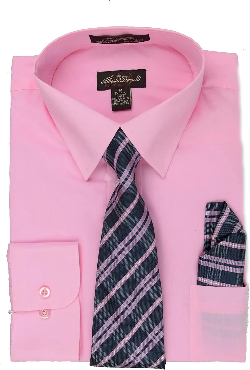 Alberto Danelli Mens Dress Shirt and Tie Set, Dress Shirts for Men, Long Sleeve Button Down, Big and Tall Sizes Up to 5XL