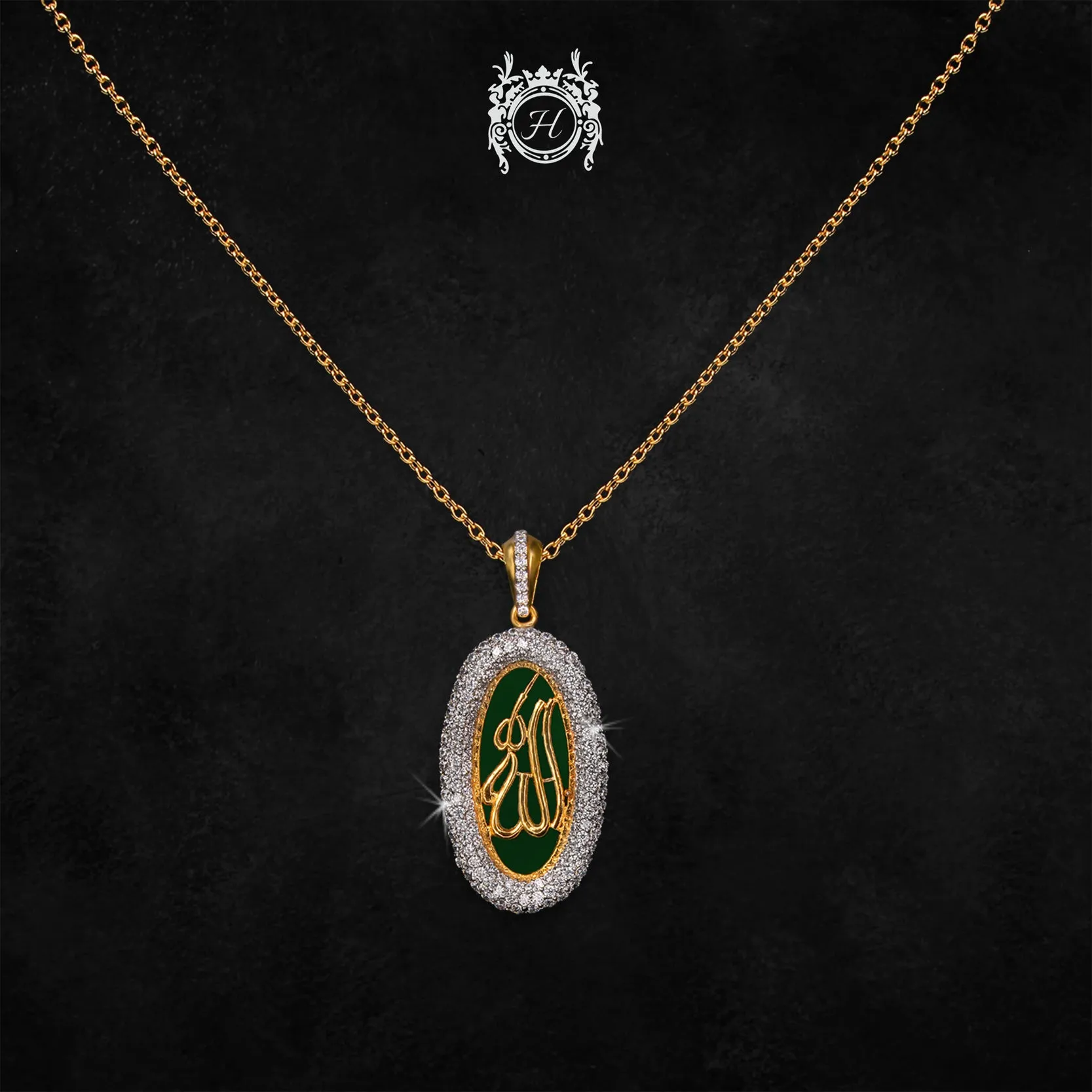 Allah Name Pendant in Zircons