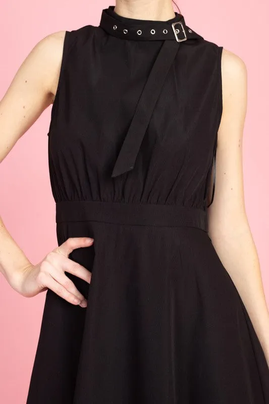 Belt it detail neck dress