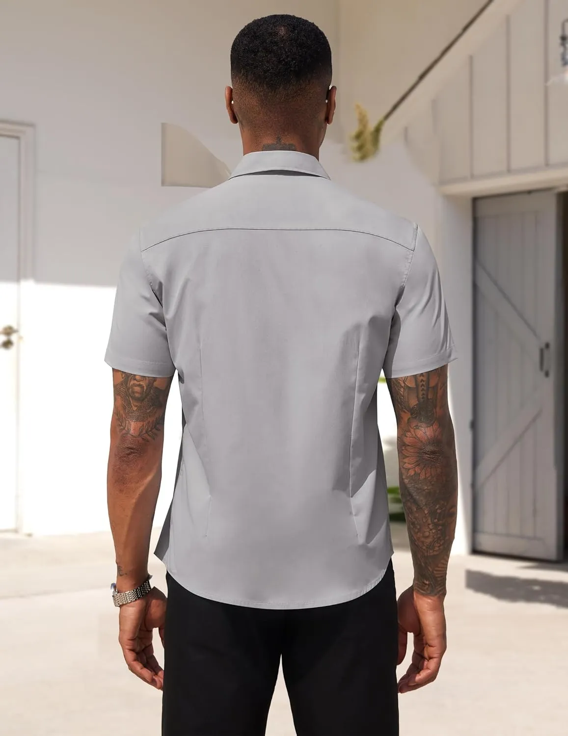 COOFANDY Men's Dress Shirts Short Sleeve Business Casual Regular Fit Button Down Shirts with Pocket