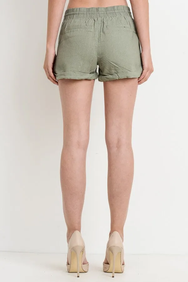 Cuffed Linen Shorts