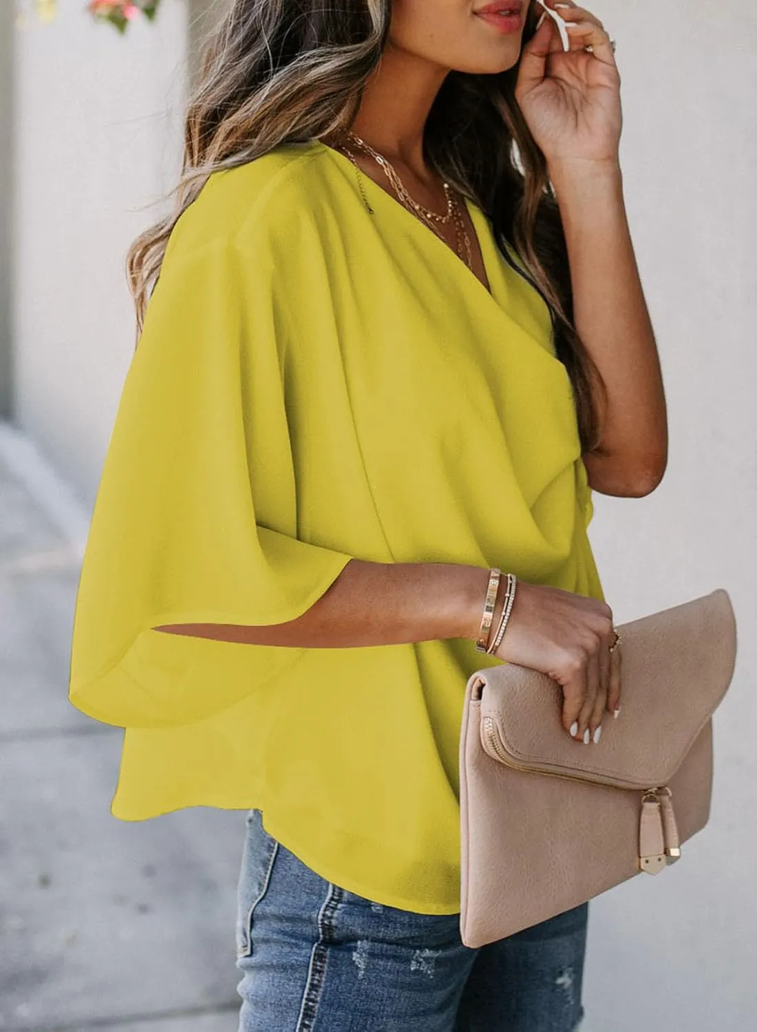 Dokotoo Womens Blouses and Tops Short Sleeve Chiffon Shirts and Tops