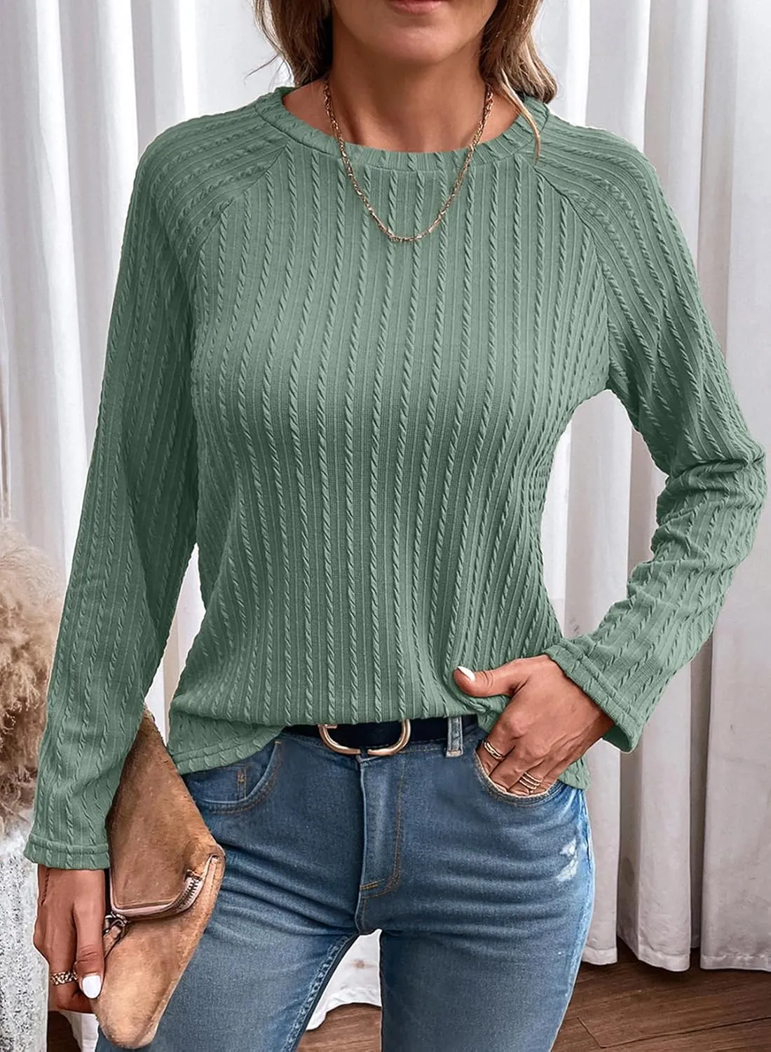 Dokotoo Womens Tops Long Sleeve Lightweight Shirts 2025 Fall Fashion Trendy Tops Crewneck Casual Knit Basic Tee