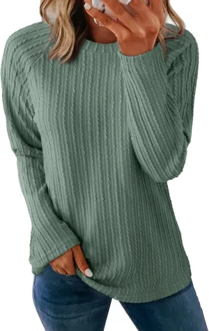 Dokotoo Womens Tops Long Sleeve Lightweight Shirts 2025 Fall Fashion Trendy Tops Crewneck Casual Knit Basic Tee