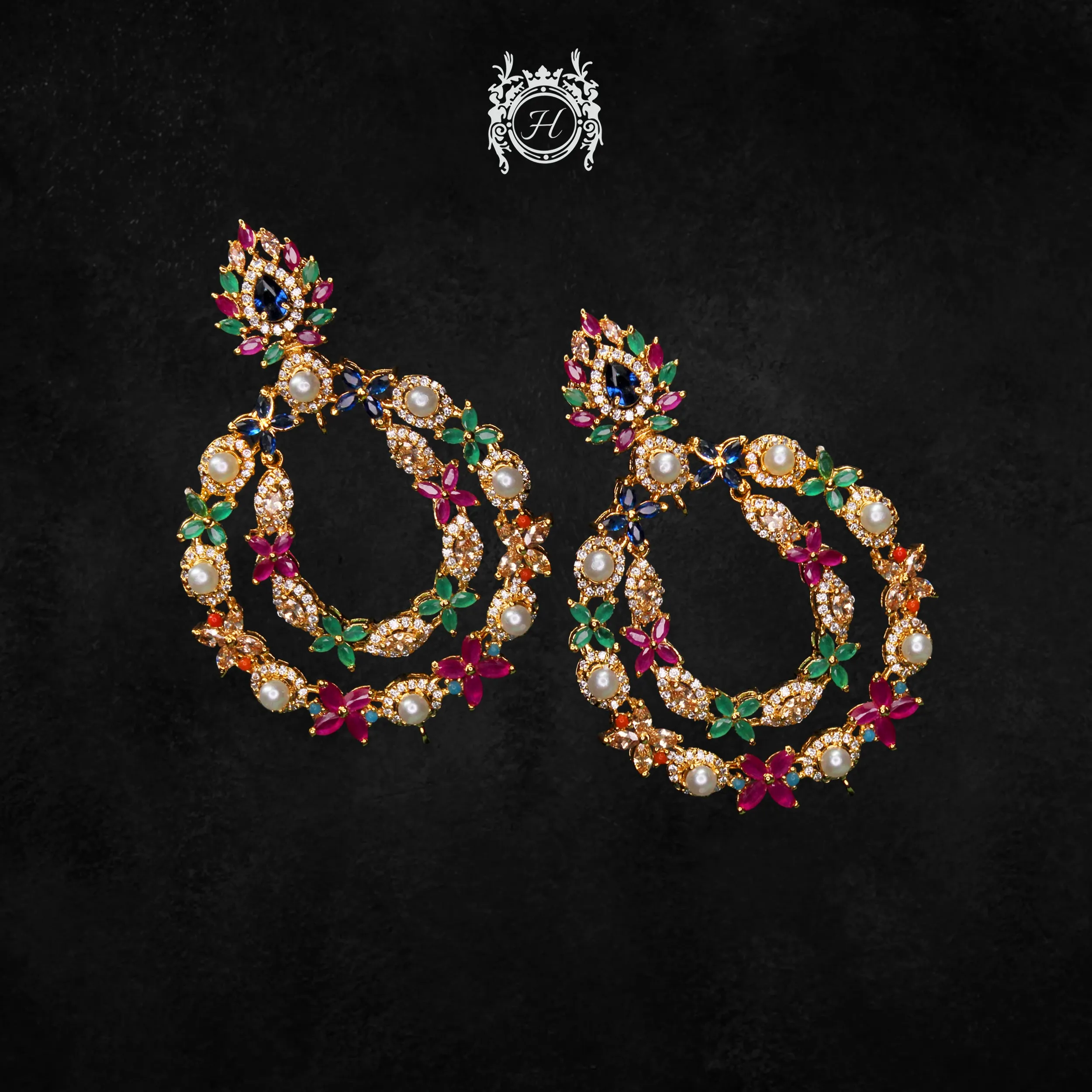 Earrings in Multi Color Stones