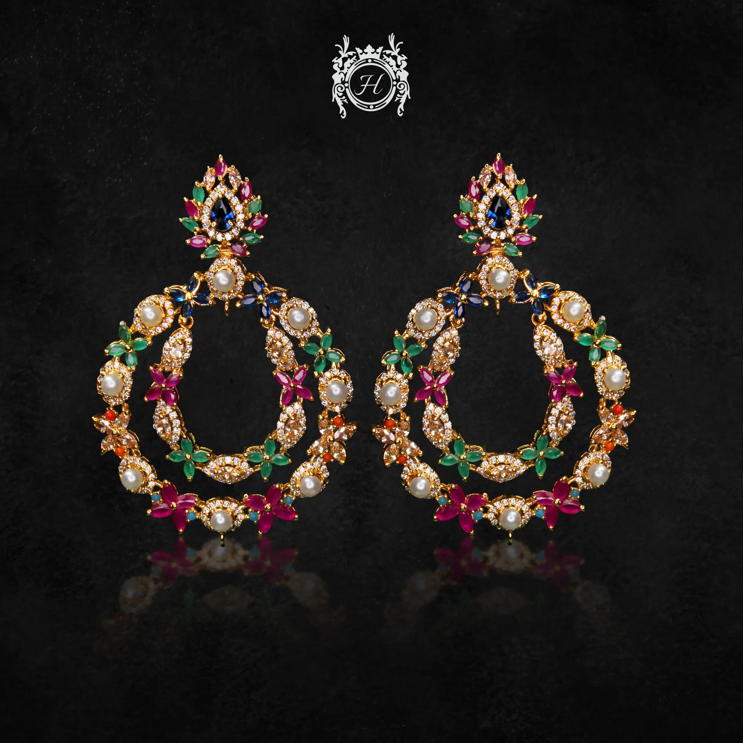 Earrings in Multi Color Stones