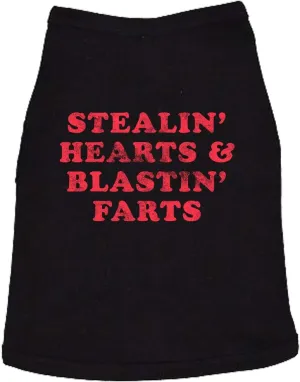 Funny Dog Shirt for Valentines Day  Stealin Hearts and Blastin Farts Graphic Tee  Lightweight Cotton Puppy Apparel for Small and Large Dogs  Pet Humor Gift for Boy Dogs and Dog Lovers Black, M