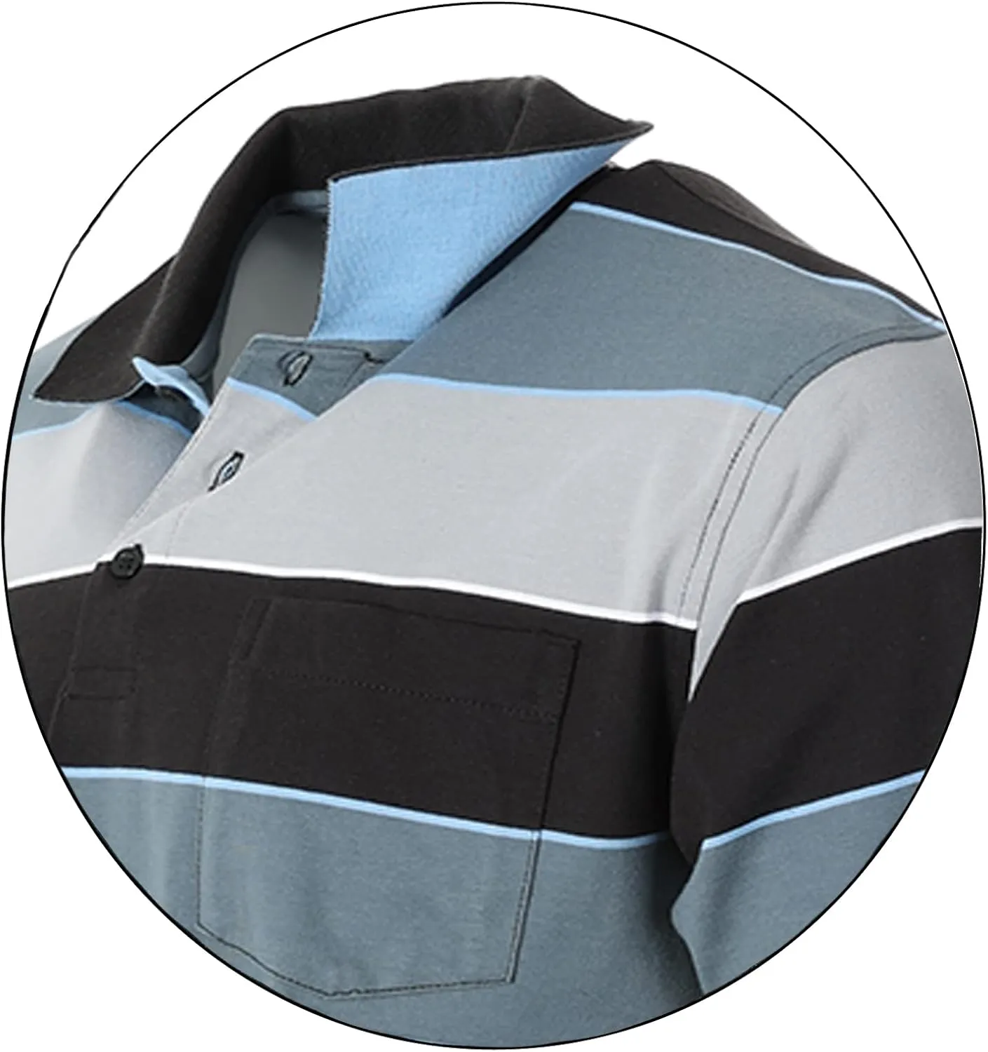 Gioberti Mens Slim Fit Wide Striped Polo Shirt with Pocket - Contrasting Collar Short Sleeve Yarn Dye