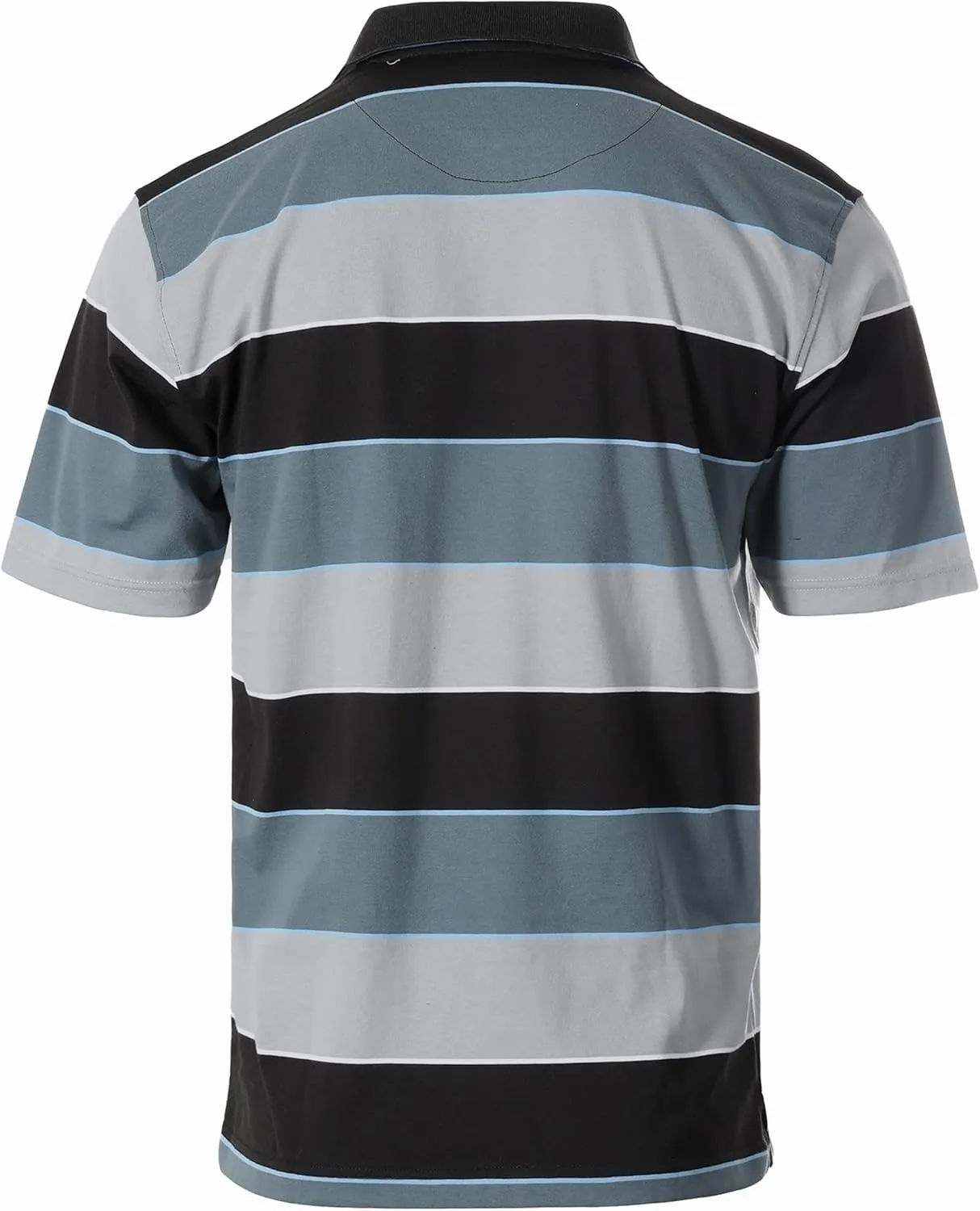 Gioberti Mens Slim Fit Wide Striped Polo Shirt with Pocket - Contrasting Collar Short Sleeve Yarn Dye