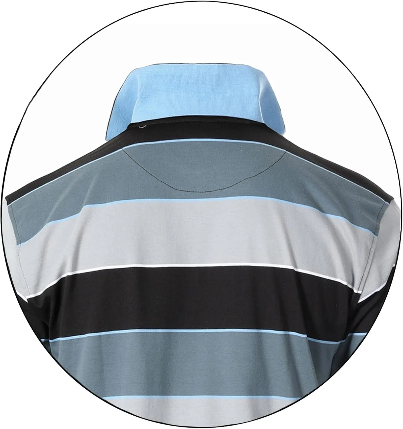 Gioberti Mens Slim Fit Wide Striped Polo Shirt with Pocket - Contrasting Collar Short Sleeve Yarn Dye