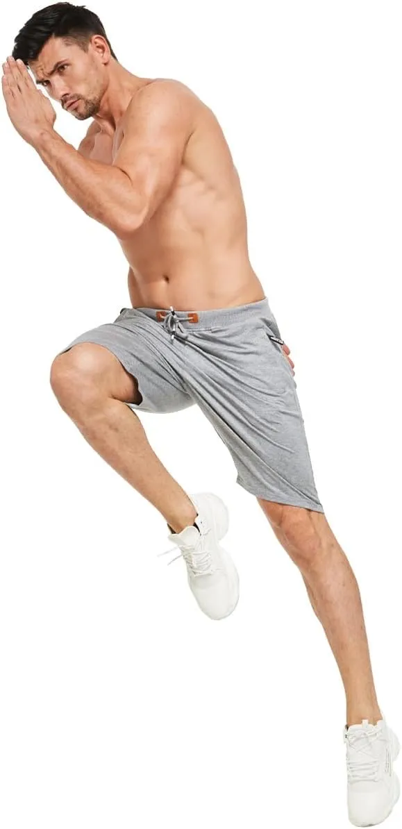 JustSun Mens Shorts Casual Sports with Elastic Waist Zipper Pockets