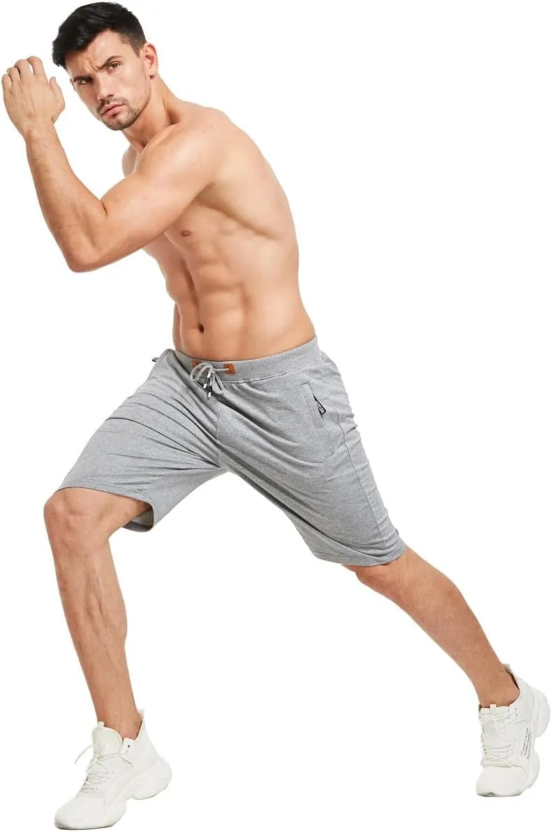 JustSun Mens Shorts Casual Sports with Elastic Waist Zipper Pockets
