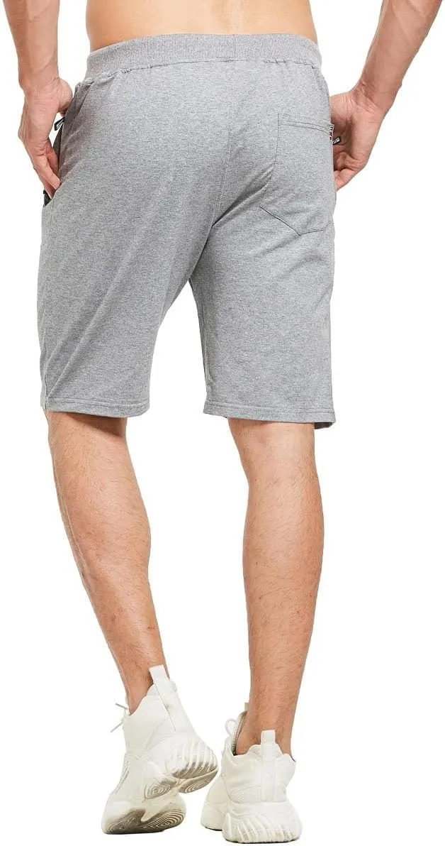 JustSun Mens Shorts Casual Sports with Elastic Waist Zipper Pockets