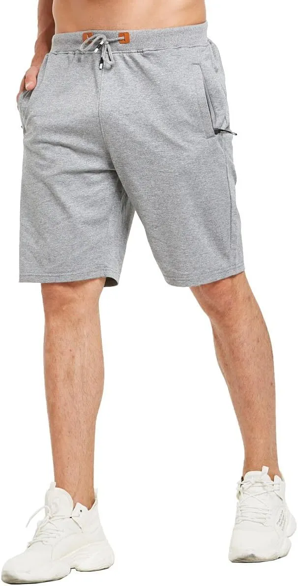 JustSun Mens Shorts Casual Sports with Elastic Waist Zipper Pockets