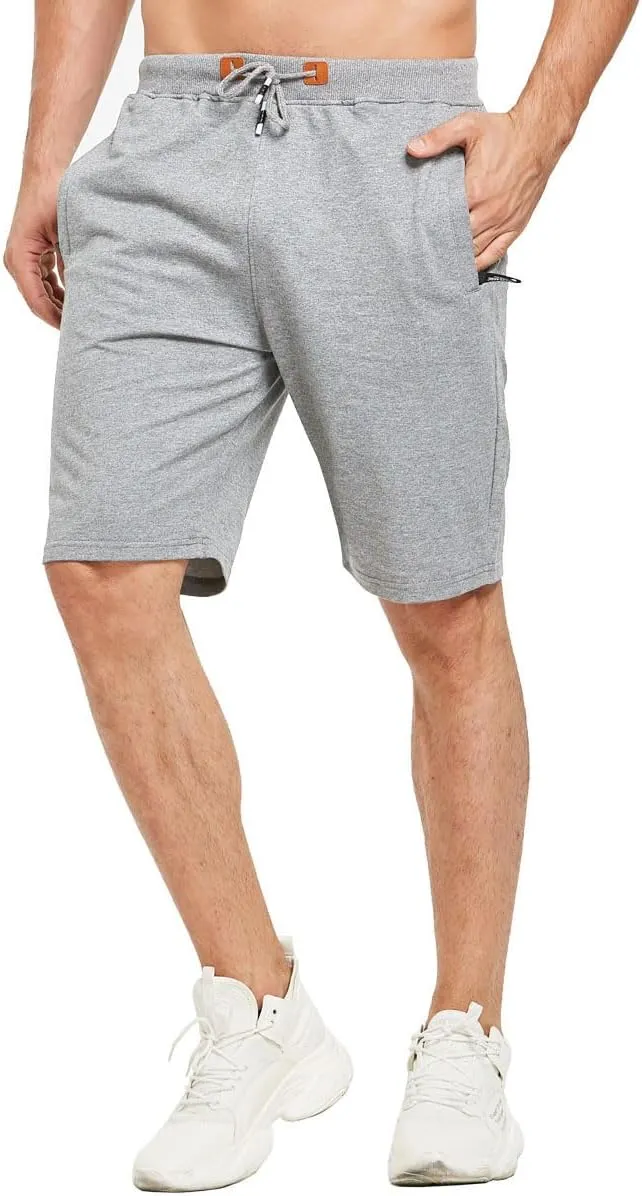 JustSun Mens Shorts Casual Sports with Elastic Waist Zipper Pockets