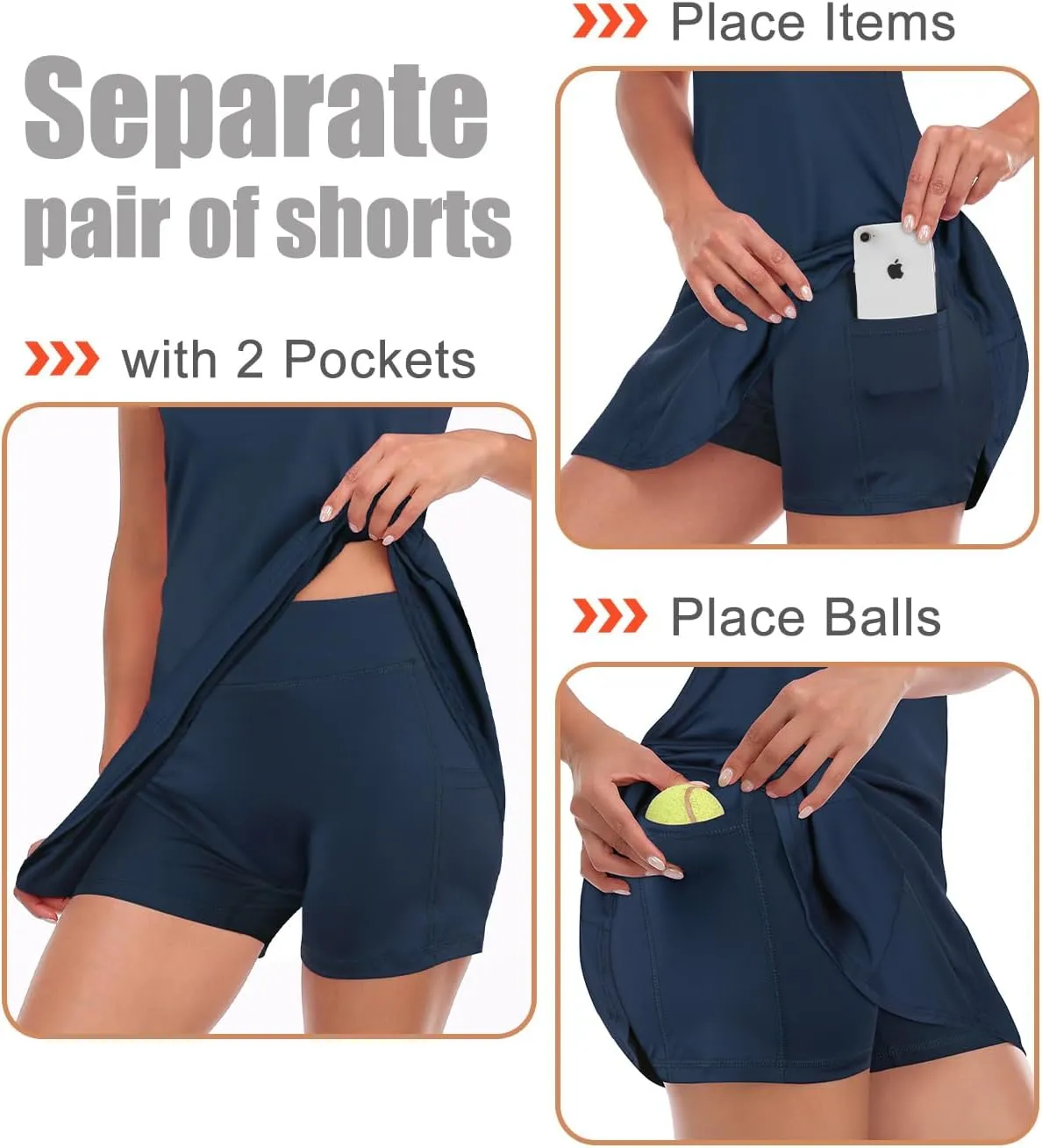 LURANEE Athletic Dress for Women Petal Short Sleeve Tennis Dresses with Shorts and Pockets Flowy Golf Outfits