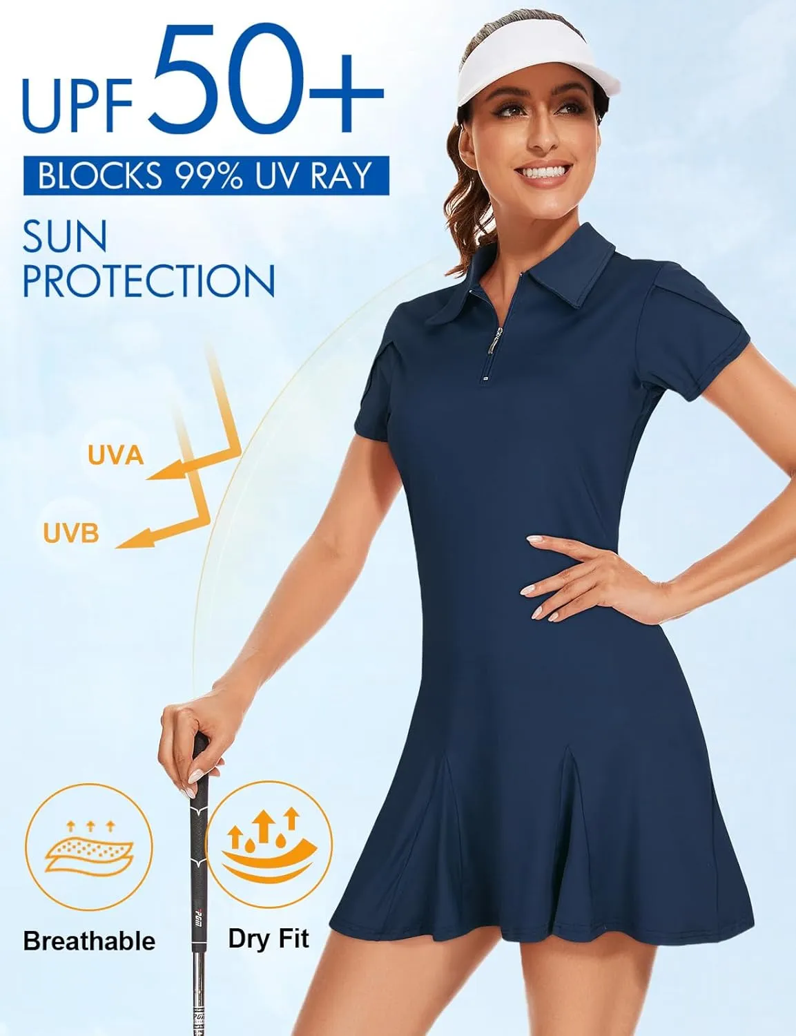 LURANEE Athletic Dress for Women Petal Short Sleeve Tennis Dresses with Shorts and Pockets Flowy Golf Outfits