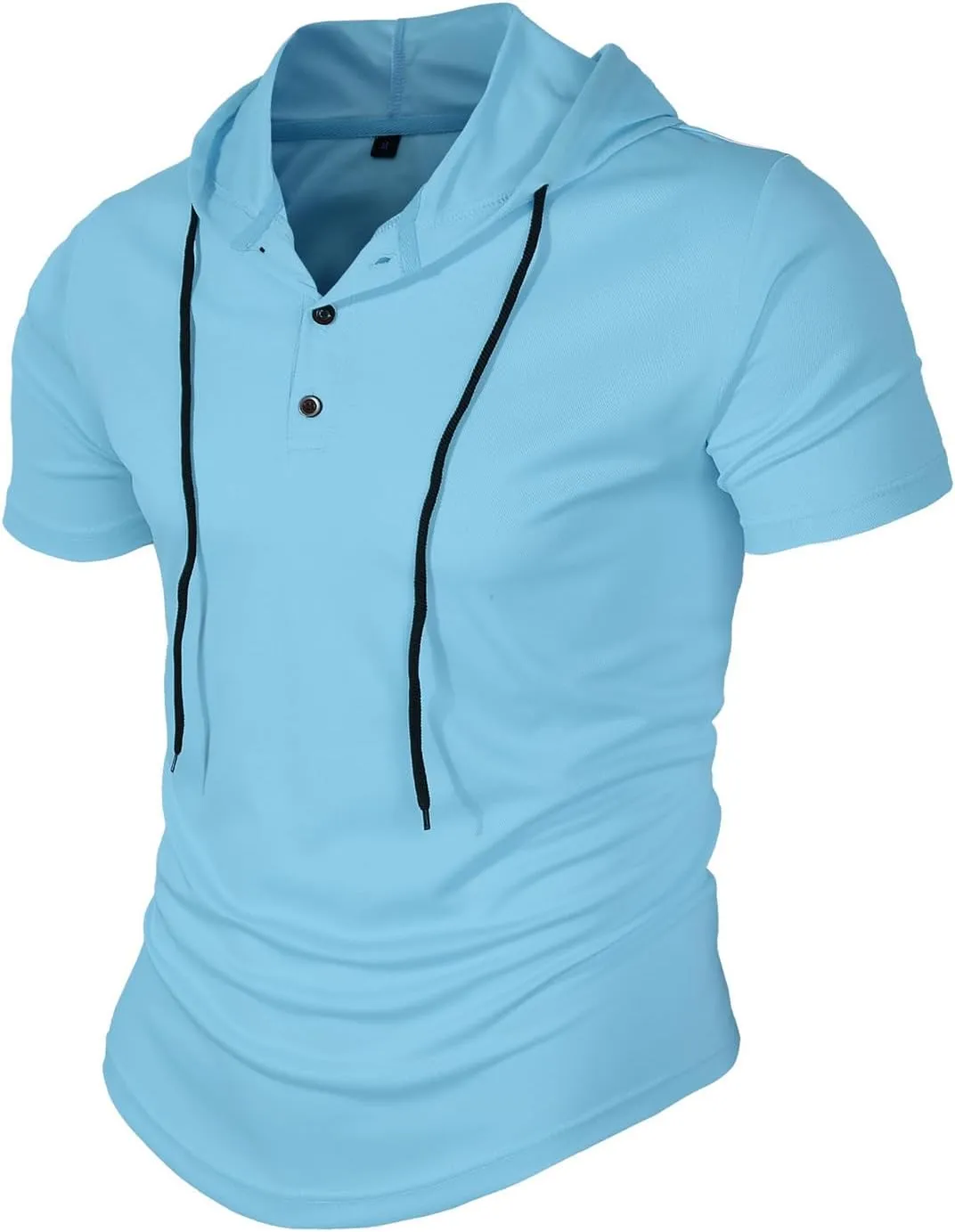 Mens Hoodies T-Shirts Fashion Short Sleeve Sweatshirts Athletic Lightweight Pullover Casual Solid Color Summer Blouse