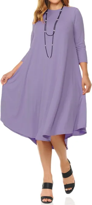 Pastel by Vivienne Women's Plus Size Swing Dress  3/4 Sleeve Elegant Flowy A-Line Midi  Soft & Comfortable