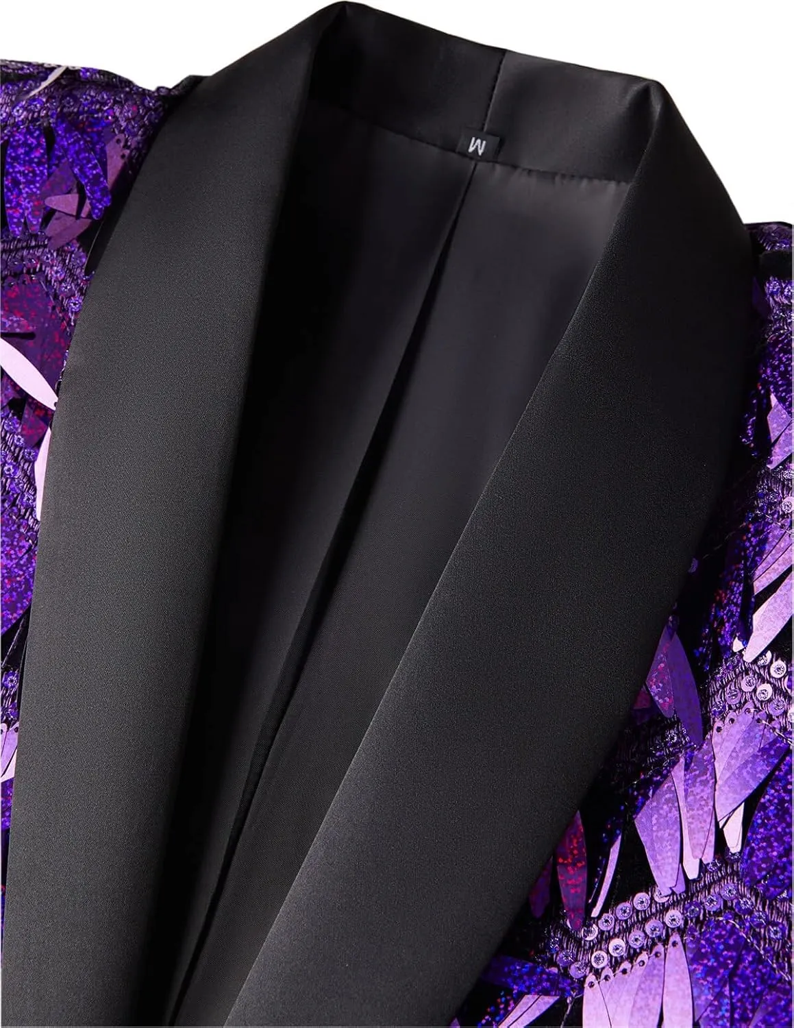 Pyiujtr Men's Tassel Sequin Suit Lapel Slim Fit Stylish Jacket Wedding Prom Dinner Party Blazer