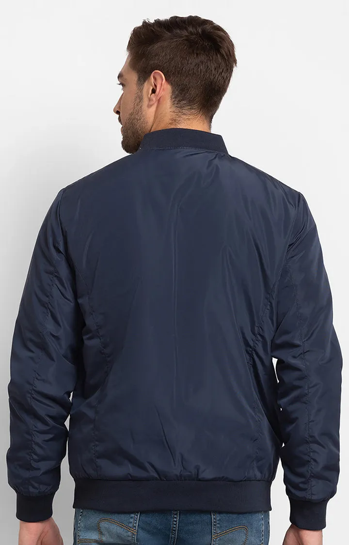 Spykar Navy Blue Polyester Full Sleeve Casual Jacket For Men
