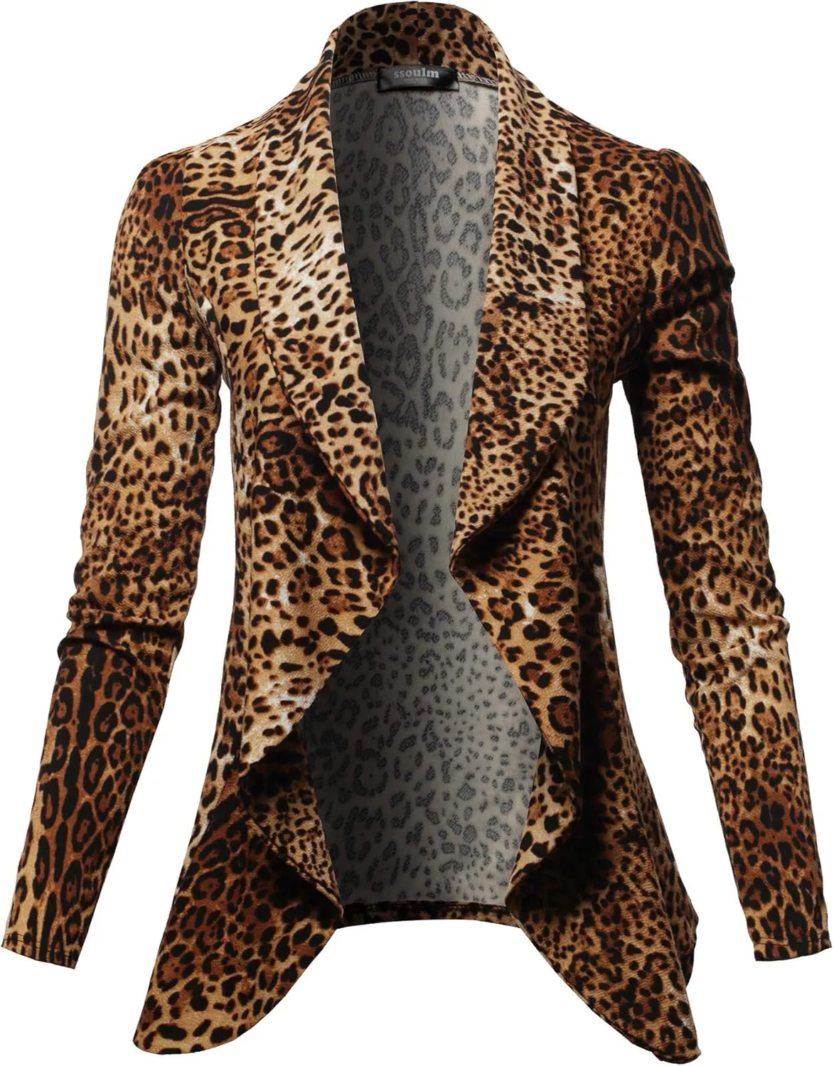SSOULM Women's Long Sleeve Classic Draped Open Front Lightweight Blazer with Plus Size