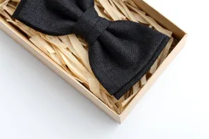 Stylish Black Linen Bow Tie - Perfect for Weddings, Proms, and Formal Events
