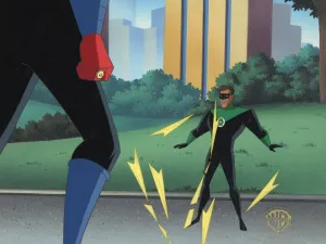 Superman the Animated Series Original Production Cel on Original Background: Sinestro and Green Lantern