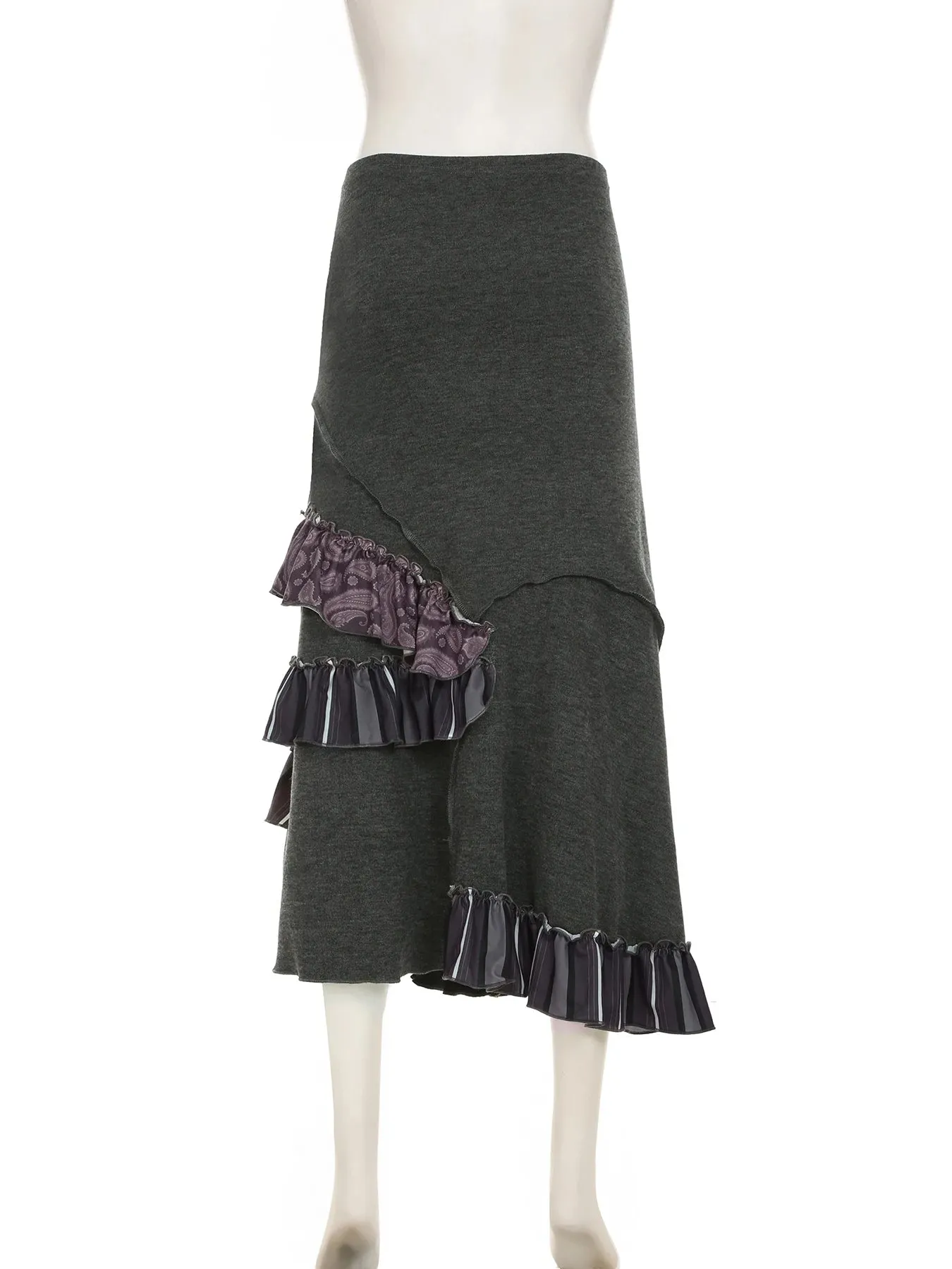 TAVIMART  -  Vintage Ruffles Lace Straight Skirts Slim Mid-Waisted Maxi Skirts Women Autumn Winter Fashion Streetwear Ladies