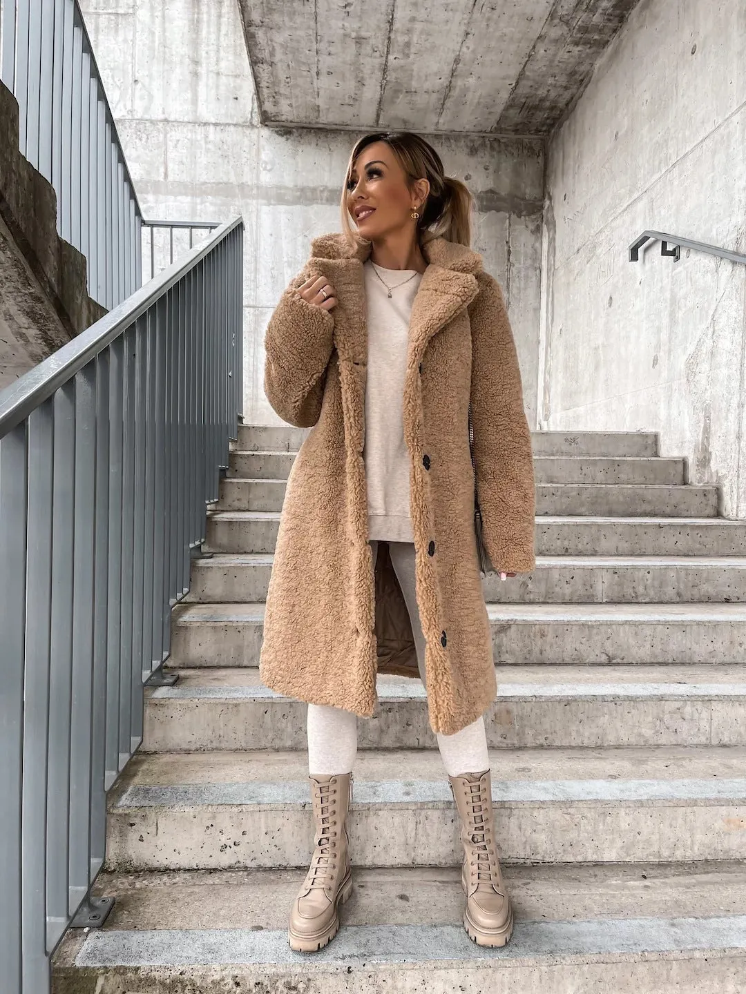 Turndown Collar Warm Oversize Outerwear Jacket Coat