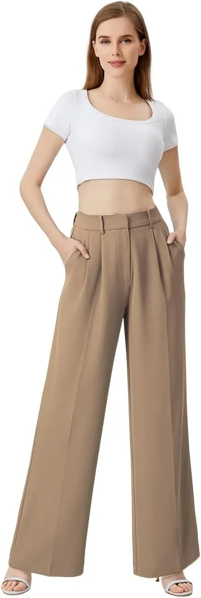 Wide Leg Pants | High Waisted Trousers | Comfortable Work Pant | Business Casual Pant | Women Summer Pants
