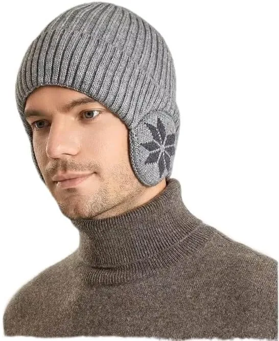 Winter Knitted Beanie Hat with Earflap for Men & Women, Warm, Soft, Cozy & Fashionable