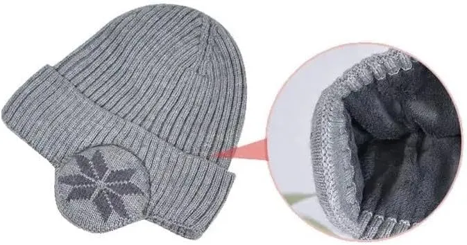 Winter Knitted Beanie Hat with Earflap for Men & Women, Warm, Soft, Cozy & Fashionable