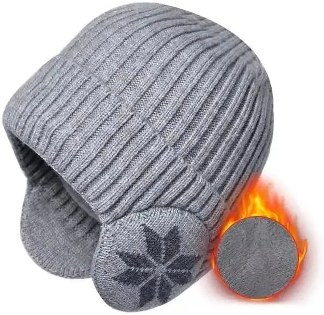 Winter Knitted Beanie Hat with Earflap for Men & Women, Warm, Soft, Cozy & Fashionable