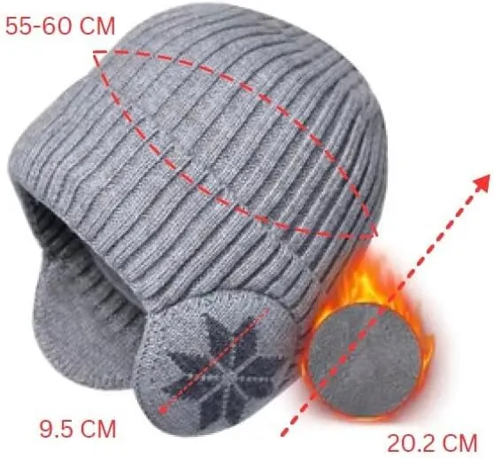 Winter Knitted Beanie Hat with Earflap for Men & Women, Warm, Soft, Cozy & Fashionable