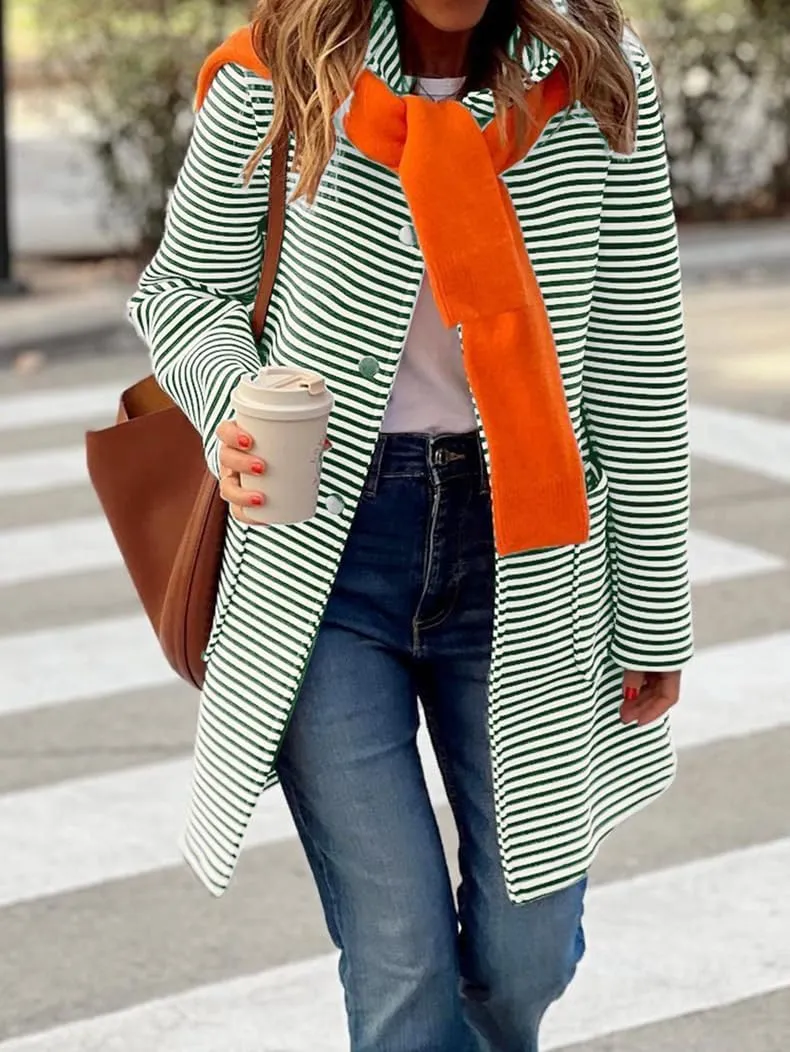 Womens Long Cardigan Color Block Striped Hooded Sweaters Jacket Button Down Long Coatigan Jackets Fall with Pockets