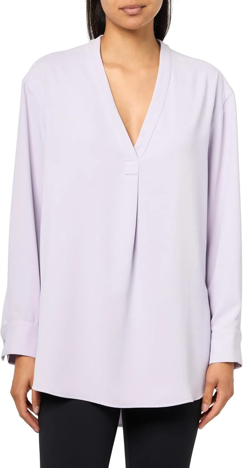 Zac & Rachel Women's 3/4 Cuff Sleeve Button Down Top with Ribbed Knit Inserts for a Comfortable Fit