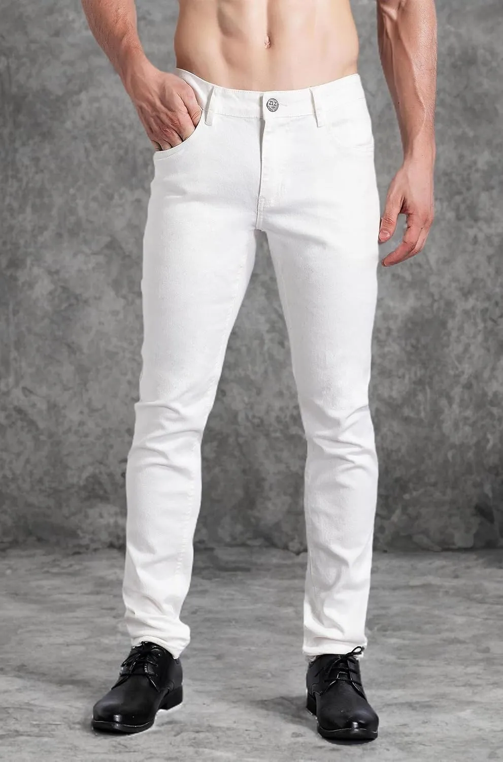 ZLZ Jeans Pants Slim Fit, Younger-Looking Fashionable Colorful Comfy Stretch Jeans Pants for Men, Skinny Jeans Stretch Fit 