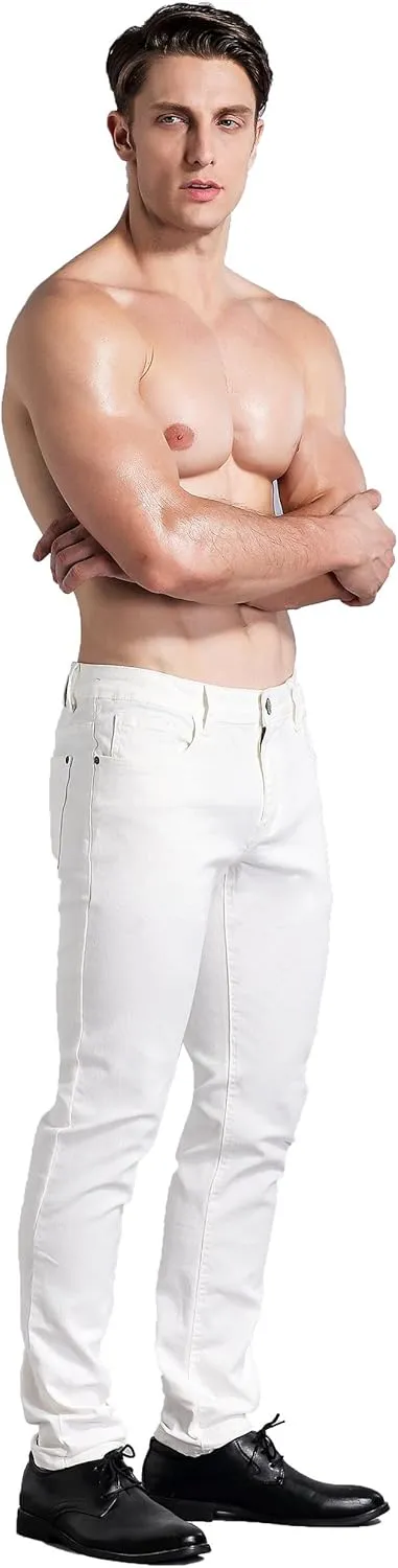 ZLZ Jeans Pants Slim Fit, Younger-Looking Fashionable Colorful Comfy Stretch Jeans Pants for Men, Skinny Jeans Stretch Fit 