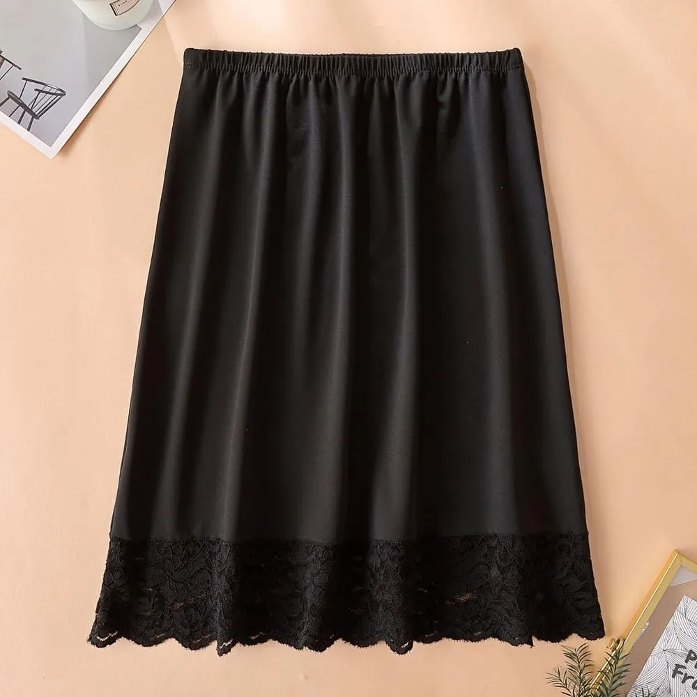 ZUYPSK Half Slip for Women Under Dresses Knee Length Midi Skirt Lace Short Trim Half Slips for Underskirt